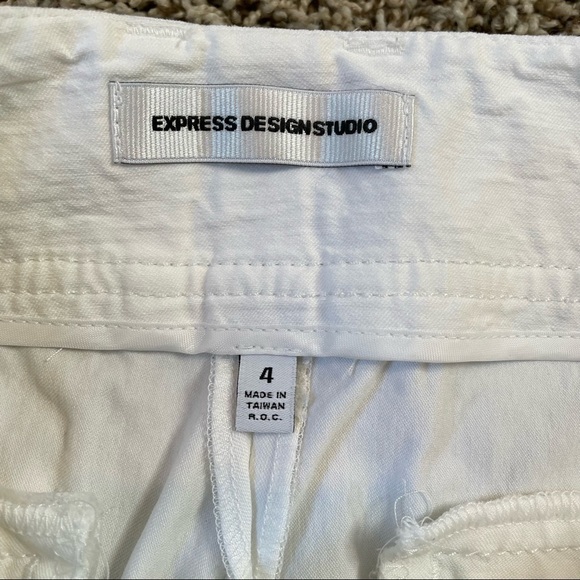 Express Design Studio White Cropped Pants Slacks Size 4 Straight Fit Business - Picture 5 of 13
